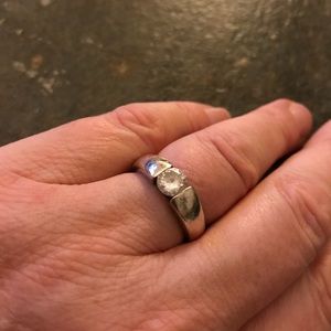 Vintage JLC Chimney Butte Ring Kingman Turquoise & Sterling Triple Stone Sz 8